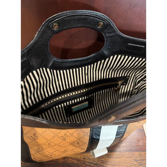 Vintage LAMB Designer Tote Clutch Bag Monogrammed Leather Iconic Sheep Logo - Picture 7 of 11